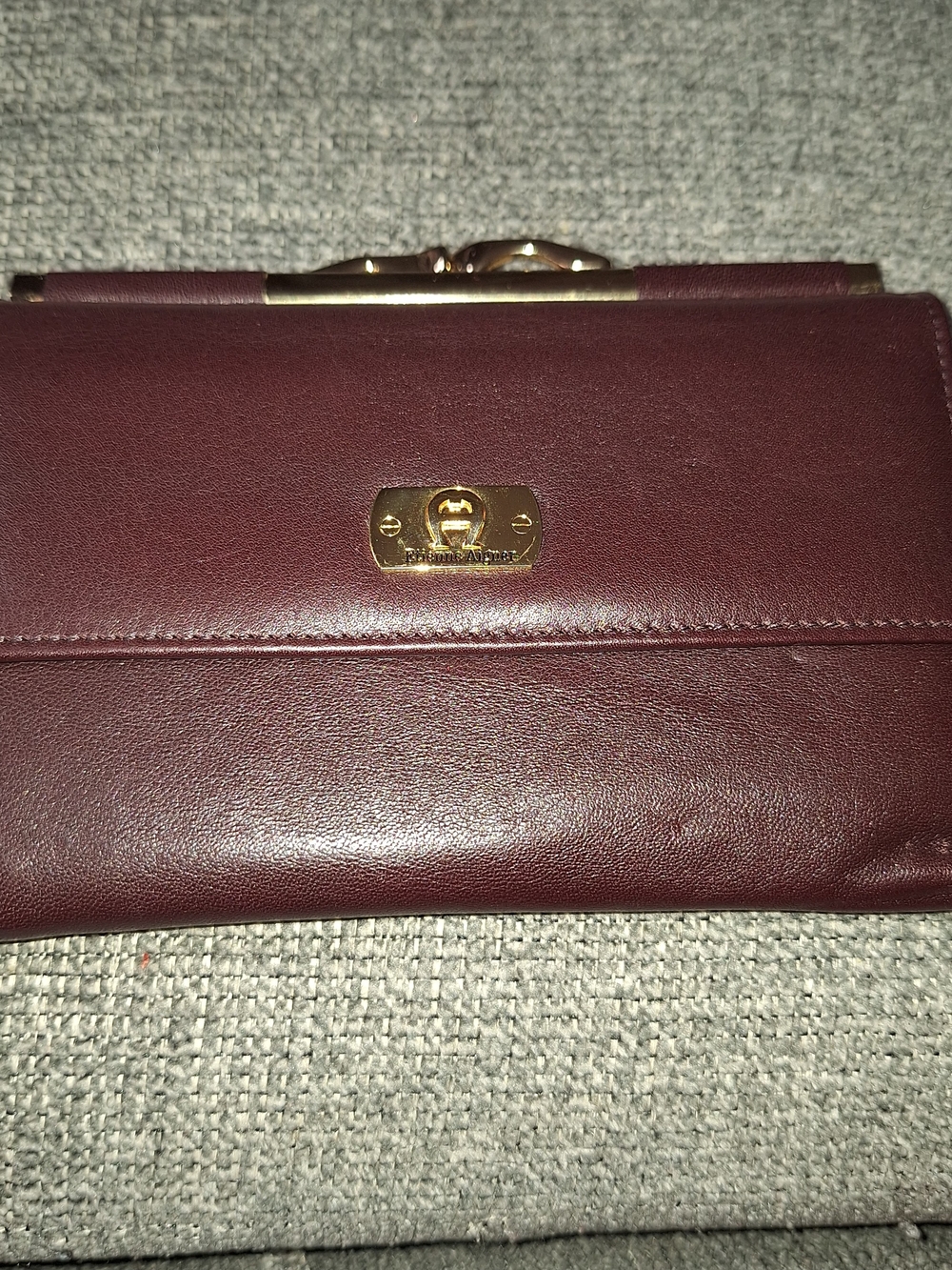 Burgundy Leather Wallet with Gold-Plated Accent